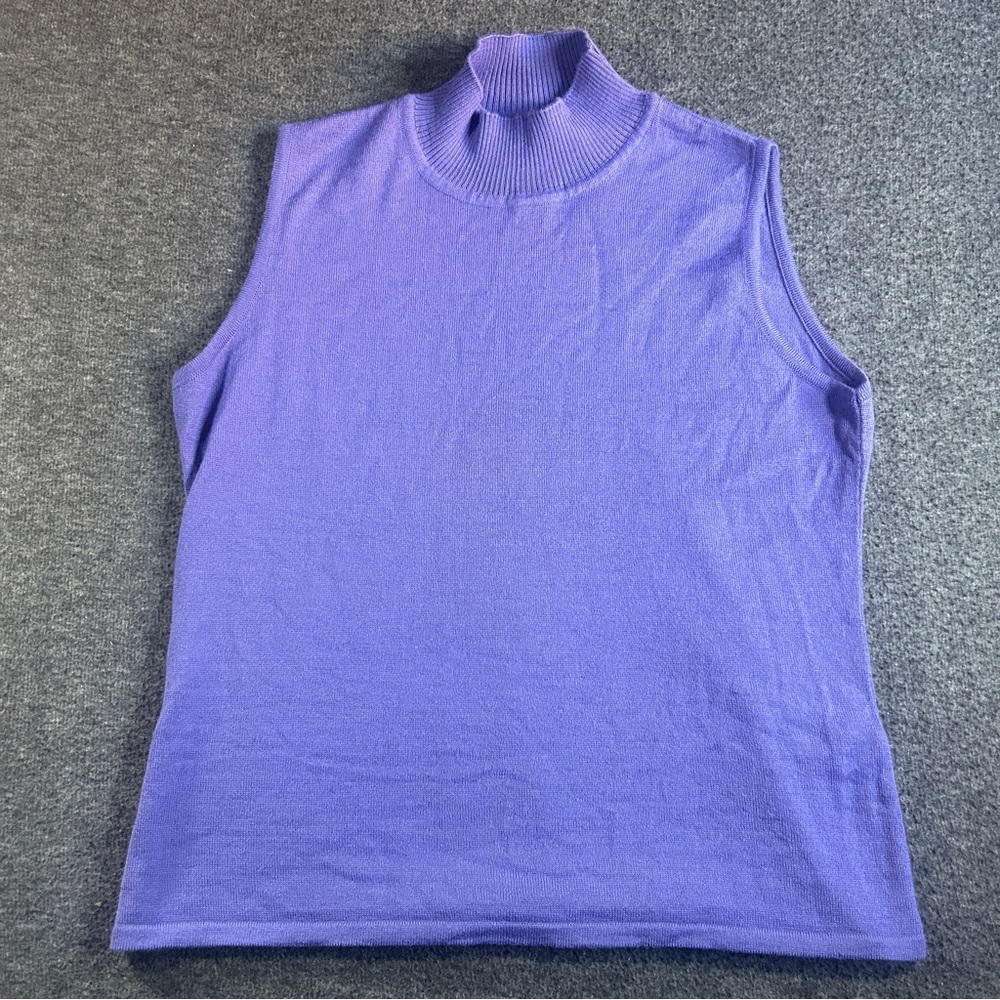 VTG Angel By Sabri Ozel Wool Blend Size Medium Purple Sleeveless Turtleneck‎